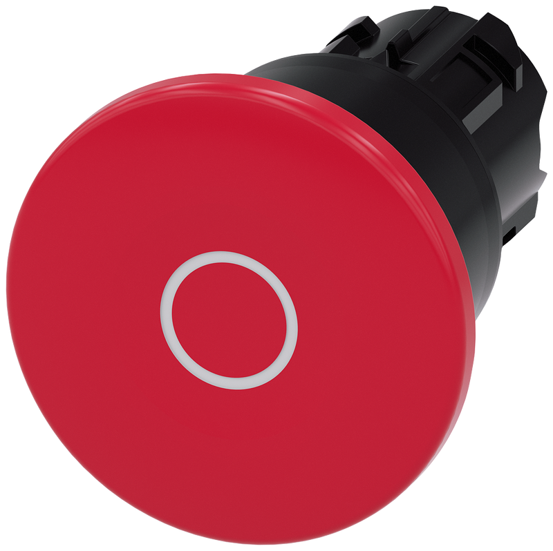 SIEMENS 3SU1000-1BA20-0AD0 Mushroom pushbutton, 22 mm, round, plastic, red, labeling: O