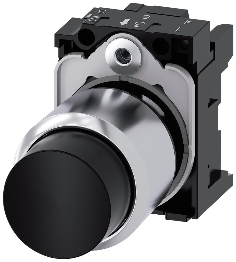 SIEMENS 3SU1250-0FB10-0AA0 Pushbutton, 22 mm, round, metal, high gloss, black, button
