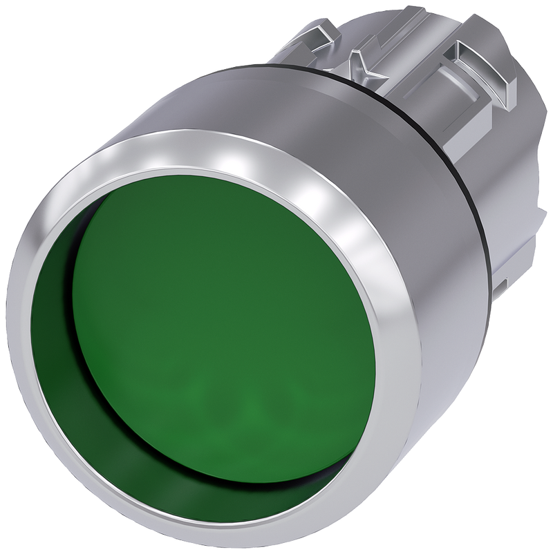 SIEMENS 3SU1050-0CB40-0AA0 Pushbutton, 22 mm, round, metal, high gloss, green, front ring