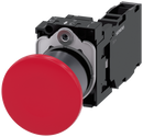 SIEMENS 3SU1130-1BA20-1FA0 Mushroom pushbutton, 22 mm, round, plastic with metal front ring, red, 1 NO + 1 NC