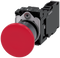 SIEMENS 3SU1130-1BA20-1FA0 Mushroom pushbutton, 22 mm, round, plastic with metal front ring, red, 1 NO + 1 NC