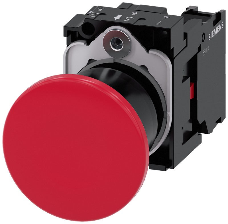 SIEMENS 3SU1100-1BA20-1CA0 Mushroom pushbutton, 22 mm, round, plastic, red, 1 NC