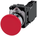 SIEMENS 3SU1150-1BA20-1FA0 Mushroom pushbutton, 22 mm, round, metal, high gloss, red, 1 NO + 1 NC