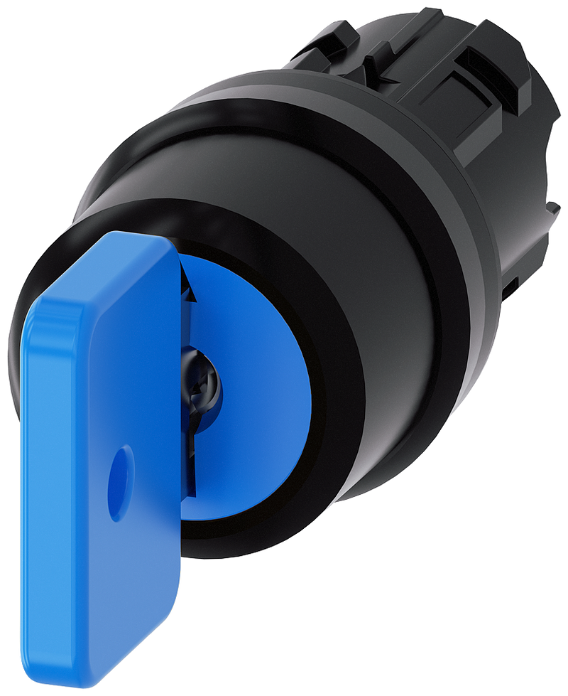SIEMENS 3SU1000-4GL11-0AA0 Key-operated switch O.M.R, 22 mm, round, plastic, blue, key removal I+O+II