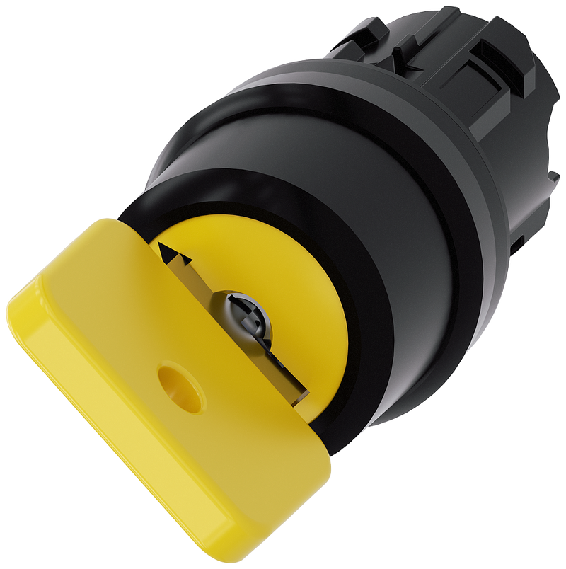 SIEMENS 3SU1000-4JF11-0AA0 Key-operated switch O.M.R, 22 mm, round, plastic, yellow, key removal O+I