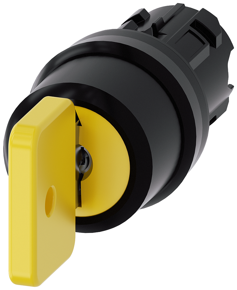SIEMENS 3SU1000-4JL11-0AA0 Key-operated switch O.M.R, 22 mm, round, plastic, yellow, key removal I+O+II