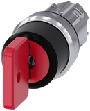 SIEMENS 3SU1050-4FL11-0AA0 Key-operated switch O.M.R, 22 mm, round, metal, high gloss, red, key removal I+O+II