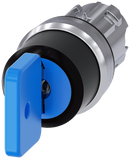 SIEMENS 3SU1050-4GL11-0AA0 Key-operated switch O.M.R, 22 mm, round, metal, high gloss, blue, key removal I+O+II