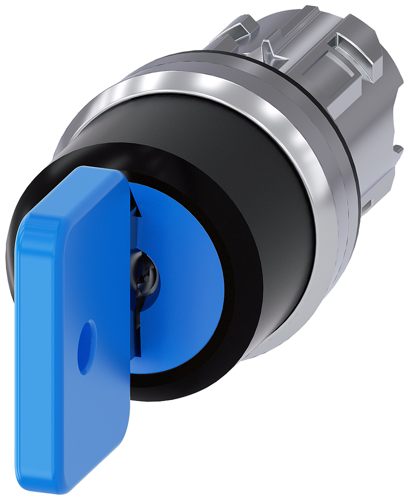 SIEMENS 3SU1050-4GL11-0AA0 Key-operated switch O.M.R, 22 mm, round, metal, high gloss, blue, key removal I+O+II
