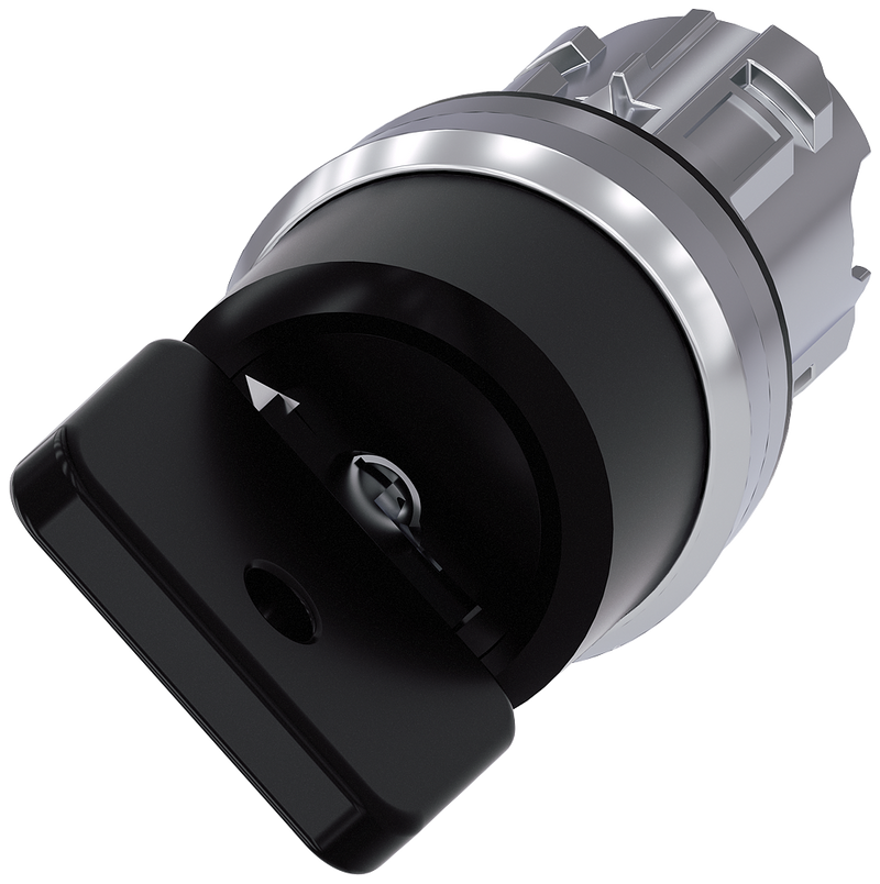 SIEMENS 3SU1050-4HF01-0AA0 Key-operated switch O.M.R, 22 mm, round, metal, high gloss, black, key removal O