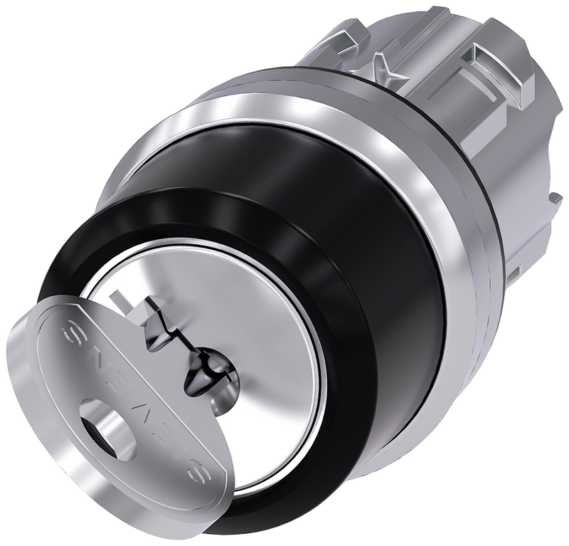 SIEMENS 3SU1050-4CF01-0AA0 Key-operated switch RONIS, 22 mm, round, metal, high gloss, key removal O