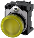SIEMENS 3SU1106-6AA30-1AA0 Indicator light, 22 mm, round, plastic, yellow, lens, smooth, 230 V AC