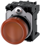 SIEMENS 3SU1106-6AA00-1AA0 Indicator light, 22 mm, round, plastic, amber, lens, smooth, 230 V AC
