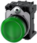 SIEMENS 3SU1103-6AA40-1AA0 Indicator light, 22 mm, round, plastic, green, lens, smooth, 110 V AC