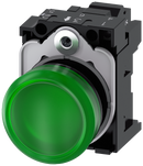 SIEMENS 3SU1102-6AA40-3AA0 Indicator light, 22 mm, round, plastic, green, lens, smooth, 24 V AC/DC
