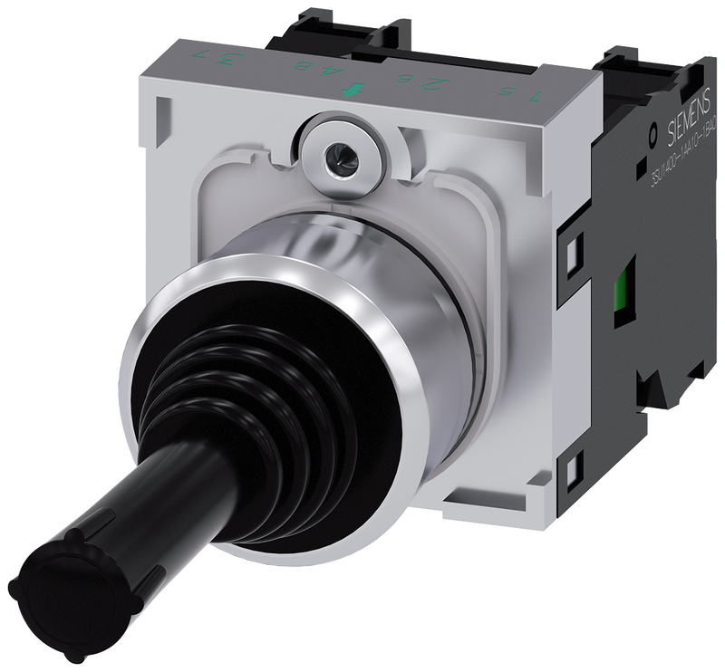 SIEMENS 3SU1150-7AA88-1NA0 Coordinate switch, 22 mm, round, metal high gloss, black, horizontal latching