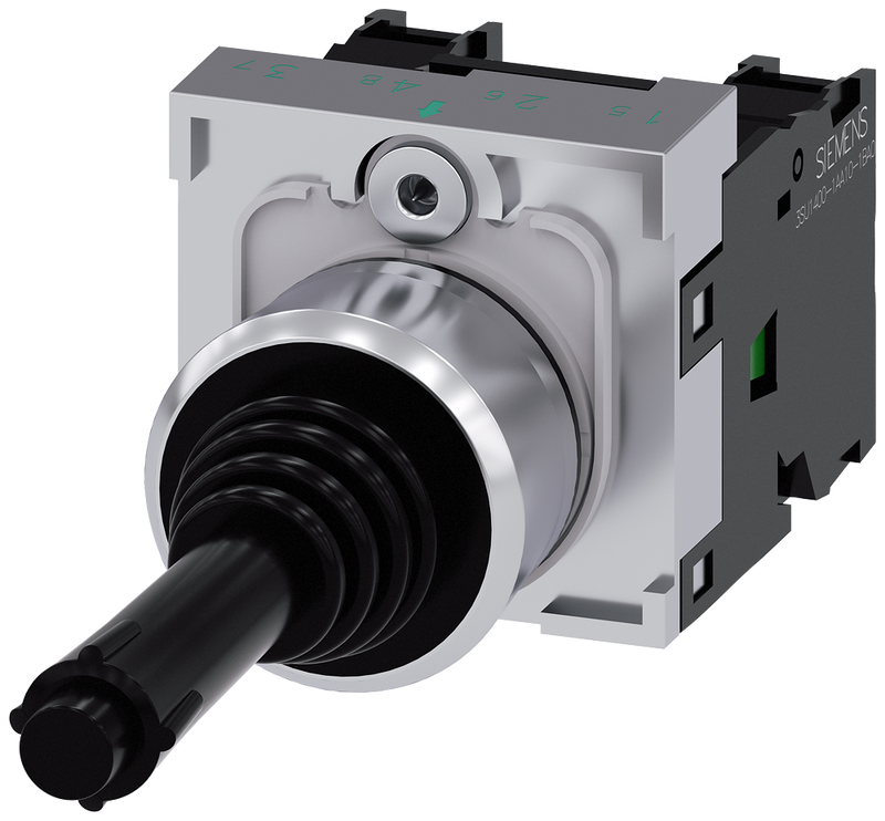 SIEMENS 3SU1150-7BC88-1NA0 Coordinate switch, 22 mm, round, metal, high gloss, black, 1 NO, 1 NO