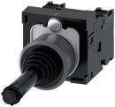 Siemens 3SU1130-7BC10-1NA0 Coordinate switch, 22 mm, round, plastic with metal front ring, black, 2 switch positions, horizontal, momentary contact type, with mechanical interlocking in O position, with holder, 1 NO, 1 NO, screw terminal