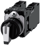 SIEMENS 3SU1100-2BL60-1LA0 Toggle switch, illuminable, 22 mm, round, plastic, black, white, 2x1 NO + 1 NC