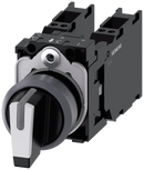 SIEMENS 3SU1130-2BL60-3LA0 Toggle switch illuminable 22 mm round metal front ring white 1 NO+1 NC 1 NO+1 NC