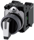 SIEMENS 3SU1130-2BL60-3NA0 Toggle switch, illuminable, 22 mm, round, metal front ring, white, 1 NO, 1 NO
