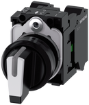 SIEMENS 3SU1100-2BL60-3NA0 Toggle switch, illuminable, 22 mm, round, plastic, black, white, 1 NO, 1 NO