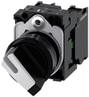 SIEMENS 3SU1100-2BF60-1MA0 Toggle switch, illuminable, 22 mm, round, plastic, black, white, 1 NO + 1 NC