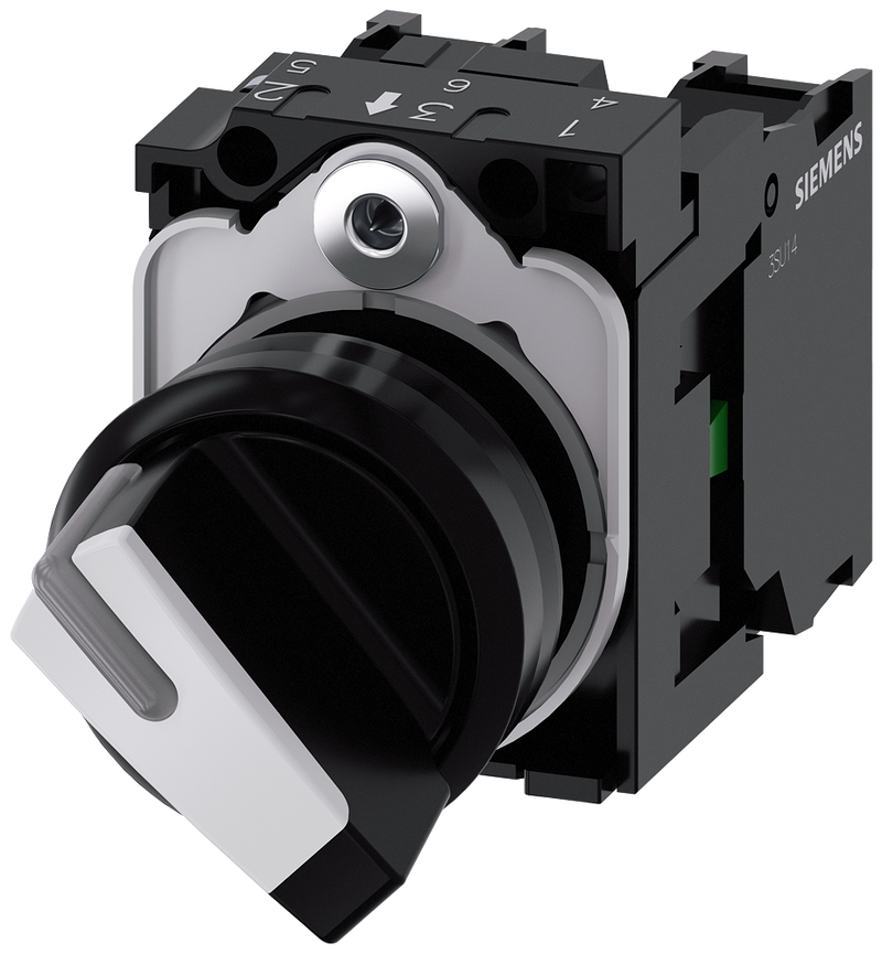 SIEMENS 3SU1100-2BF60-1MA0 Toggle switch, illuminable, 22 mm, round, plastic, black, white, 1 NO + 1 NC