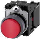 SIEMENS 3SU1130-0BB20-1CA0 Pushbutton, 22 mm, round, plastic with metal front ring, red, button, 1 NC