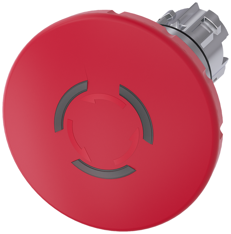 SIEMENS 3SU1051-1JB20-0AA0 Emergency stop mushroom pushbutton, illuminated, 22 mm, round, metal, high gloss, red, 60 mm