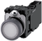 Siemens 3SU1133-0AB60-1FA0 Illuminated pushbutton, 22 mm, round, plastic with metal front ring, white, pushbutton, flat, momentary contact type, with holder, 1 NO+1 NC, LED module with integrated LED 110 V AC, screw terminal