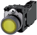SIEMENS 3SU1133-0AB30-1FA0 Pushbutton illuminated 22 m round metal front ring yellow button 1 NO + 1 NC 110 V AC
