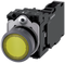 SIEMENS 3SU1136-0AB30-1FA0 Pushbutton illuminated 22 m round metal front ring yellow button 1 NO + 1 NC 230 V AC