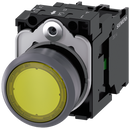SIEMENS 3SU1133-0AB30-1BA0 Pushbutton illuminated 22 m round metal front ring yellow button 1 NO 110 V AC