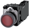 Siemens 3SU1132-0AB20-1FA0 Illuminated pushbutton, 22 mm, round, plastic with metal front ring, red, pushbutton, flat, momentary contact type, with holder, 1 NO+1 NC, LED module with integrated LED 24 V AC/DC, screw terminal
