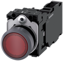 SIEMENS 3SU1136-0AB20-1FA0 Pushbutton illuminated 22 m round metal front ring red button 1 NO + 1 NC 230 V AC