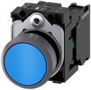 SIEMENS 3SU1130-0AB50-1BA0 Pushbutton, 22 mm, round, plastic with metal front ring, blue, button, 1 NO