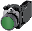 SIEMENS 3SU1130-0AB40-1FA0 Pushbutton, 22 mm, round, plastic with metal front ring, green, button, 1 NO + 1 NC