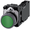 SIEMENS 3SU1130-0AB40-1FA0 Pushbutton, 22 mm, round, plastic with metal front ring, green, button, 1 NO + 1 NC