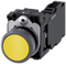 SIEMENS 3SU1130-0AB30-1FA0 Pushbutton, 22 mm, round, plastic with metal front ring, yellow, button, 1 NO + 1 NC