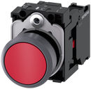 SIEMENS 3SU1130-0AB20-1CA0 Pushbutton, 22 mm, round, plastic with metal front ring, red, button, 1 NC
