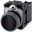 SIEMENS 3SU1130-0AB10-1BA0 Pushbutton, 22 mm, round, plastic with metal front ring, black, button, 1 NO