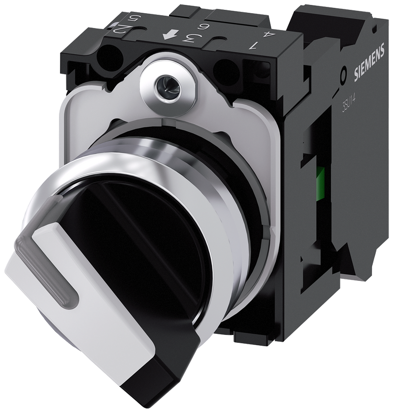 SIEMENS 3SU1150-2BF60-3BA0 Toggle switch, illuminable, 22 mm, round, metal, high gloss, white, 1 NO