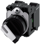 SIEMENS 3SU1100-2BF60-3MA0 Toggle switch, illuminable, 22 mm, round, plastic, black, white, 1 NO + 1 NC
