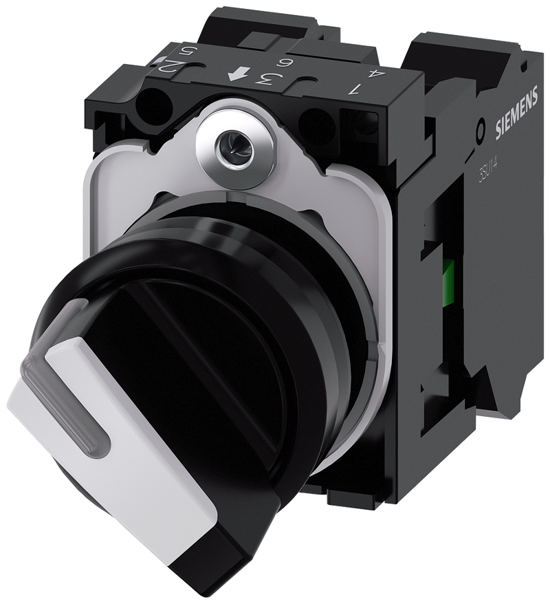 SIEMENS 3SU1100-2BF60-3MA0 Toggle switch, illuminable, 22 mm, round, plastic, black, white, 1 NO + 1 NC