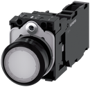 SIEMENS 3SU1103-0AB60-1FA0 Pushbutton, illuminated, 22 mm, round, plastic, white, 1 NO + 1 NC, 110 V AC