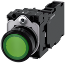 SIEMENS 3SU1103-0AB40-1FA0 Pushbutton, illuminated, 22 mm, round, plastic, green, 1 NO + 1 NC, 110 V AC