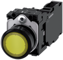 SIEMENS 3SU1103-0AB30-1FA0 Pushbutton, illuminated, 22 mm, round, plastic, yellow, 1 NO + 1 NC, 110 V AC