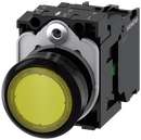 SIEMENS 3SU1103-0AB30-1BA0 Pushbutton, illuminated, 22 mm, round, plastic, yellow, 1 NO, 110 V AC