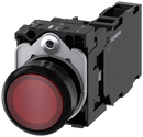 SIEMENS 3SU1103-0AB20-1FA0 Pushbutton, illuminated, 22 mm, round, plastic, red, 1 NO + 1 NC, 110 V AC